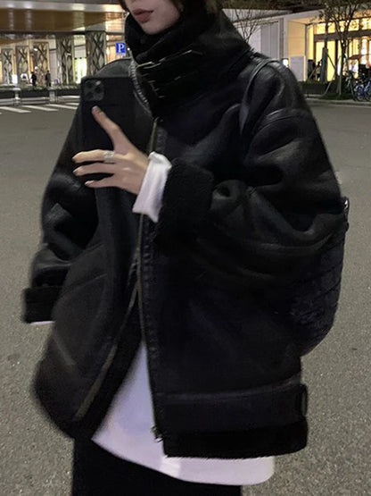 Veste femme vintage en faux daim et fausse fourrure