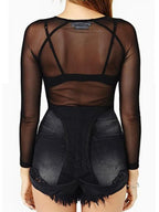 Chemise transparent à manches longues pour femmes