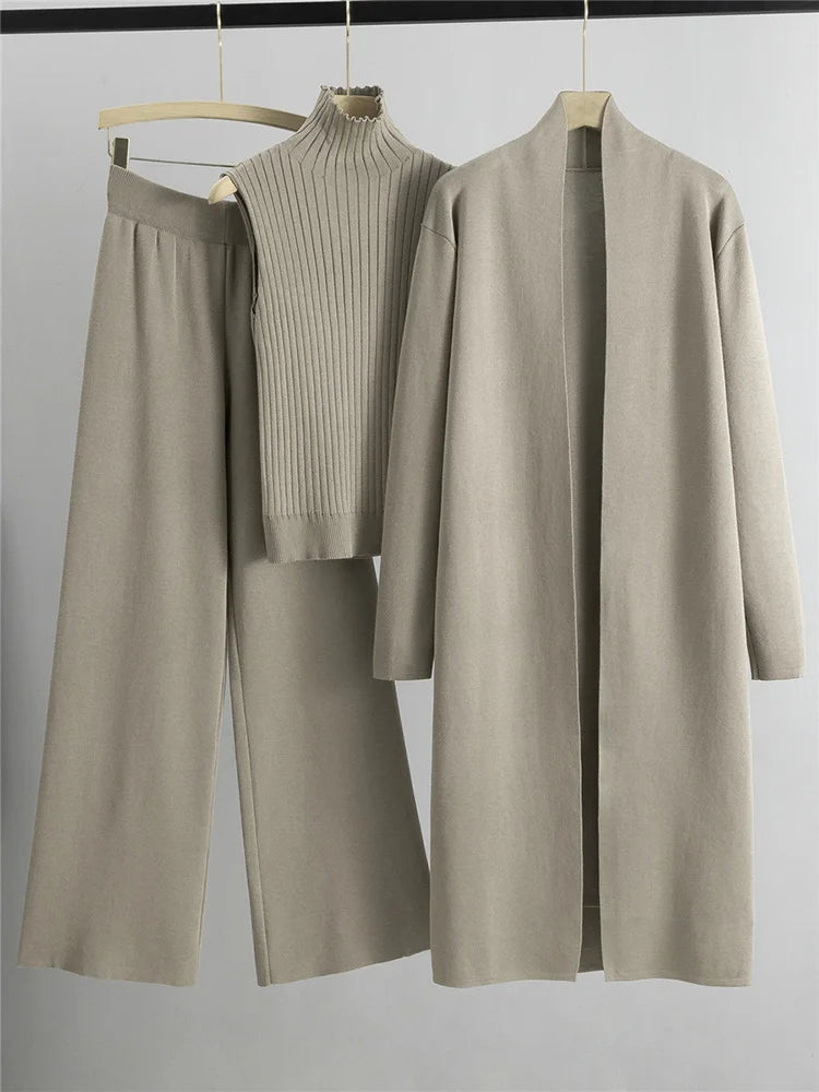 Ensemble 3 pièces cardigans longs pour femmes