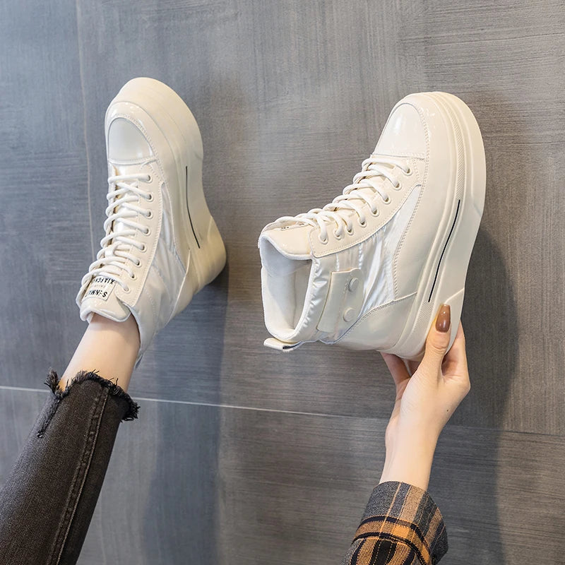 Bottines de neige en cuir de vache véritable pour femme