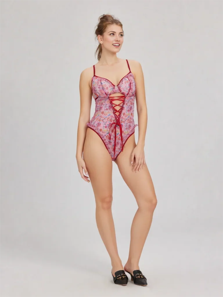 Body à col en V en maille moulant pour femmes