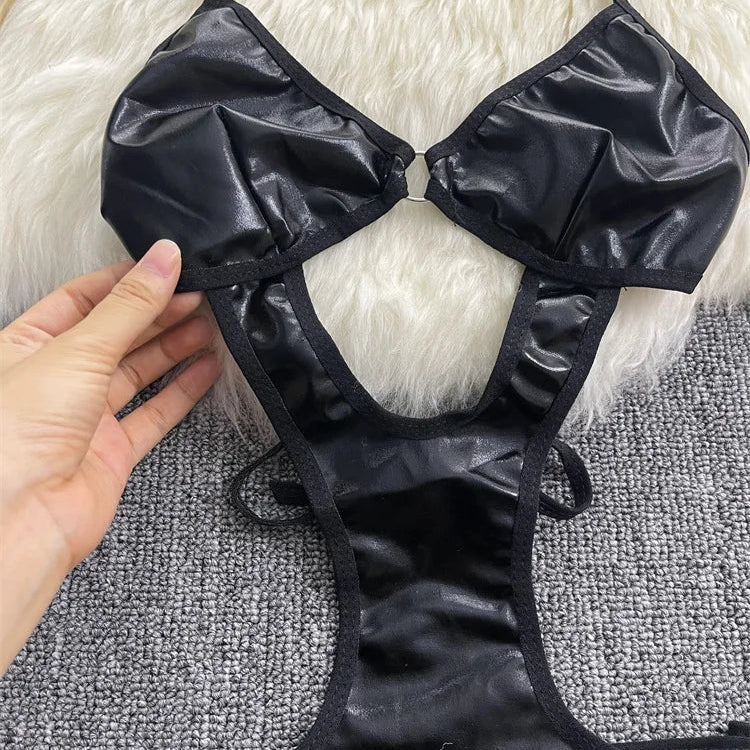 Body à dos nu en cuir PU pour femmes