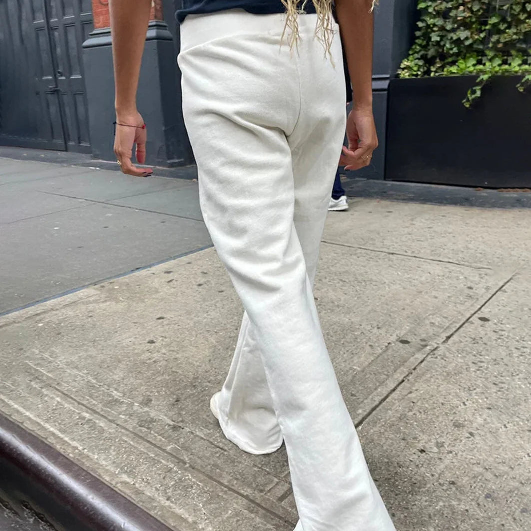 Pantalon de survêtement taille haute à ourlet brut pour femmes