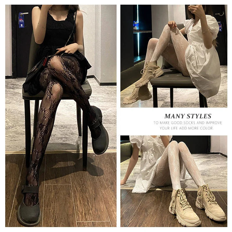 Collants résille floraux sexy pour femmes