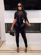 Combinaison salopette à manches courtes pour femmes