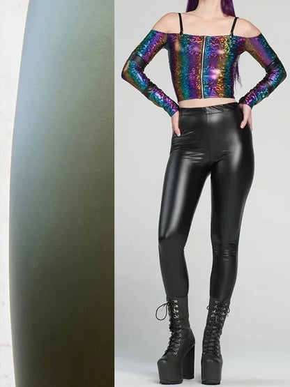 Legging Taille Haute Femme – Similicuir Extensible Sans Couture