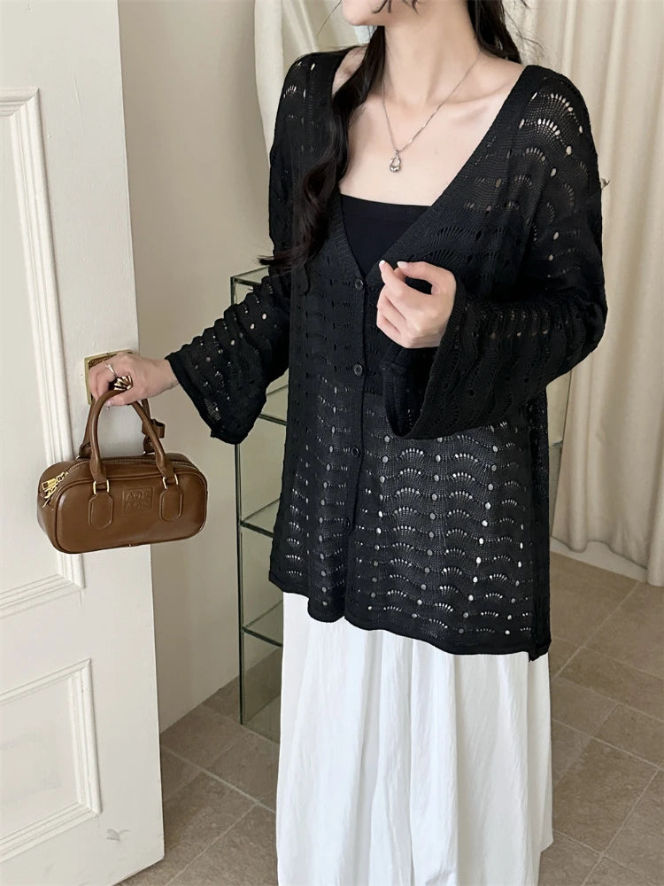 Cardigan Ajouré Femme – Crochet et Col V