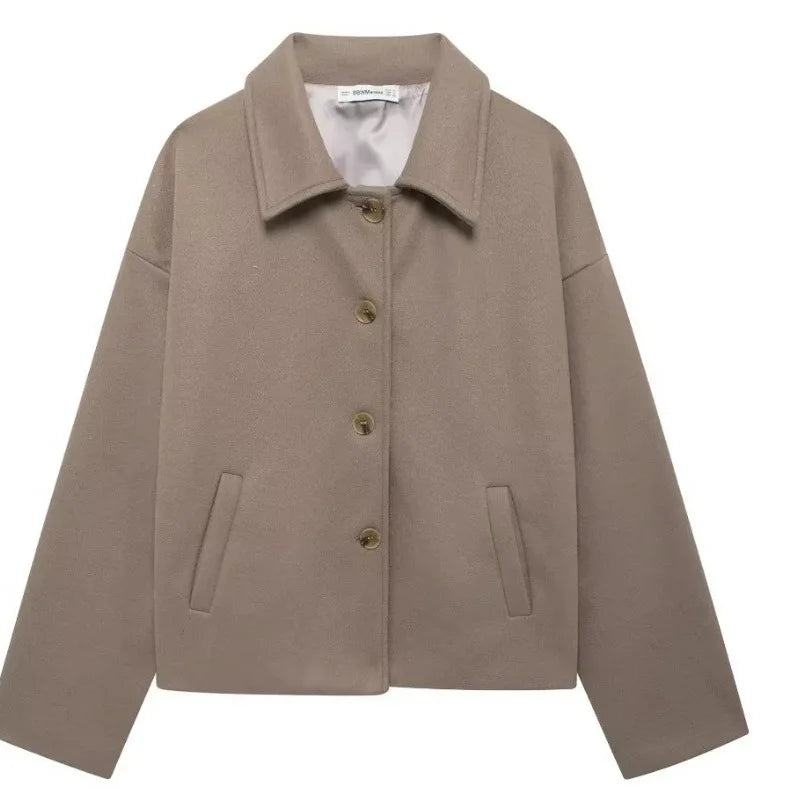 Manteau court en laine mélangée pour femmes