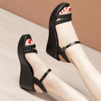 Sandales à bout ouvert pour femmes talon chaussures d'été femme talon compensé femme plate-forme