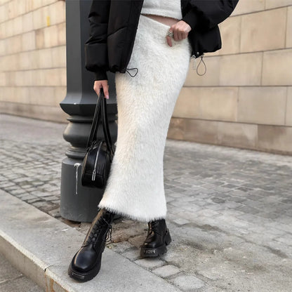 Jupe Longue en Maille Femme – Taille Haute et Ajustée
