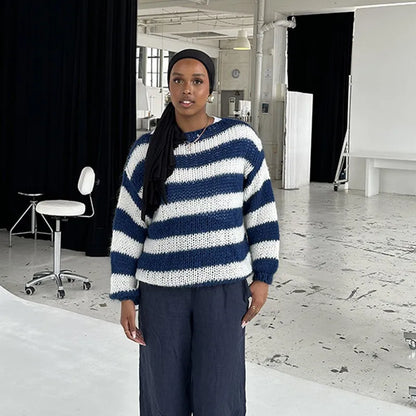Pull Rayé Vintage Femme – Maille et Col Rond
