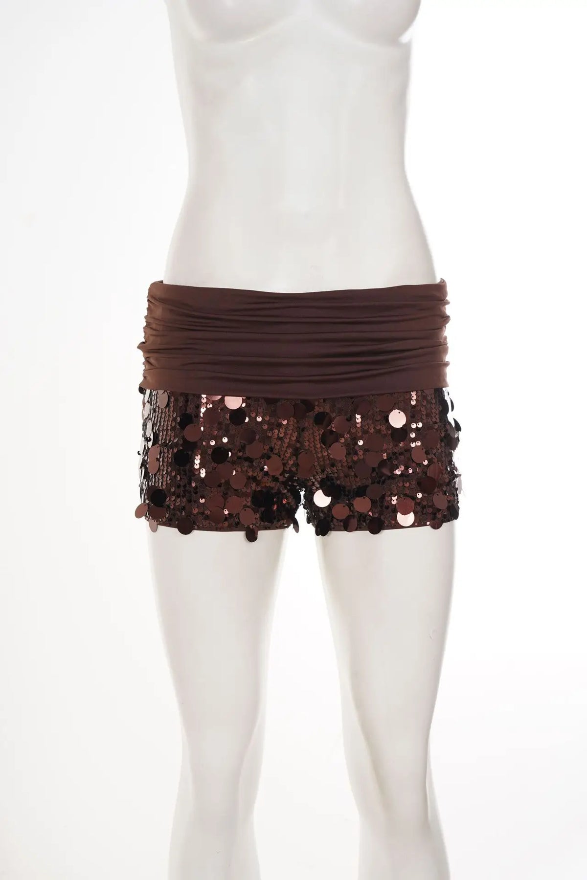 Short Court Femme – Paillettes, Patchwork et Taille Haute