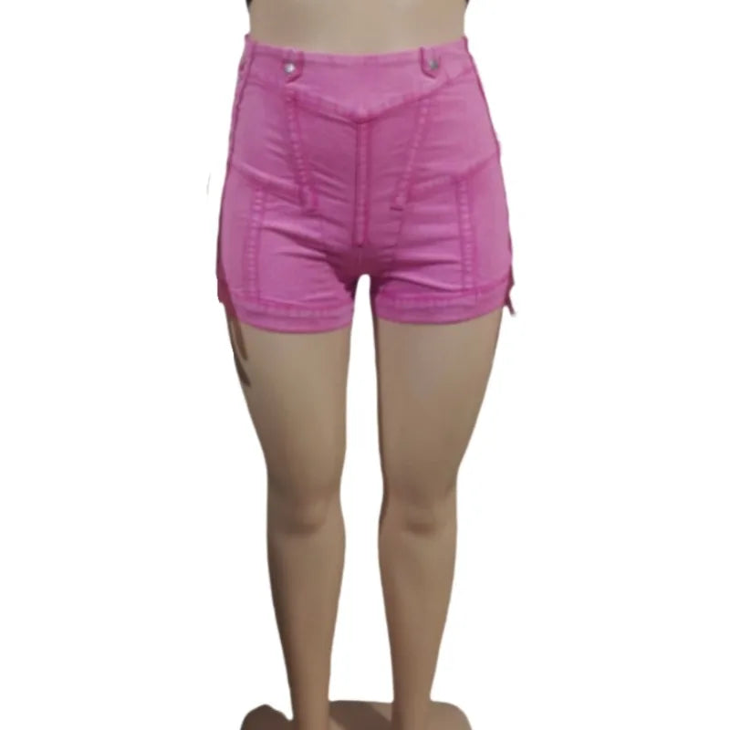 Shorts en jean taille haute à lacets pour femmes