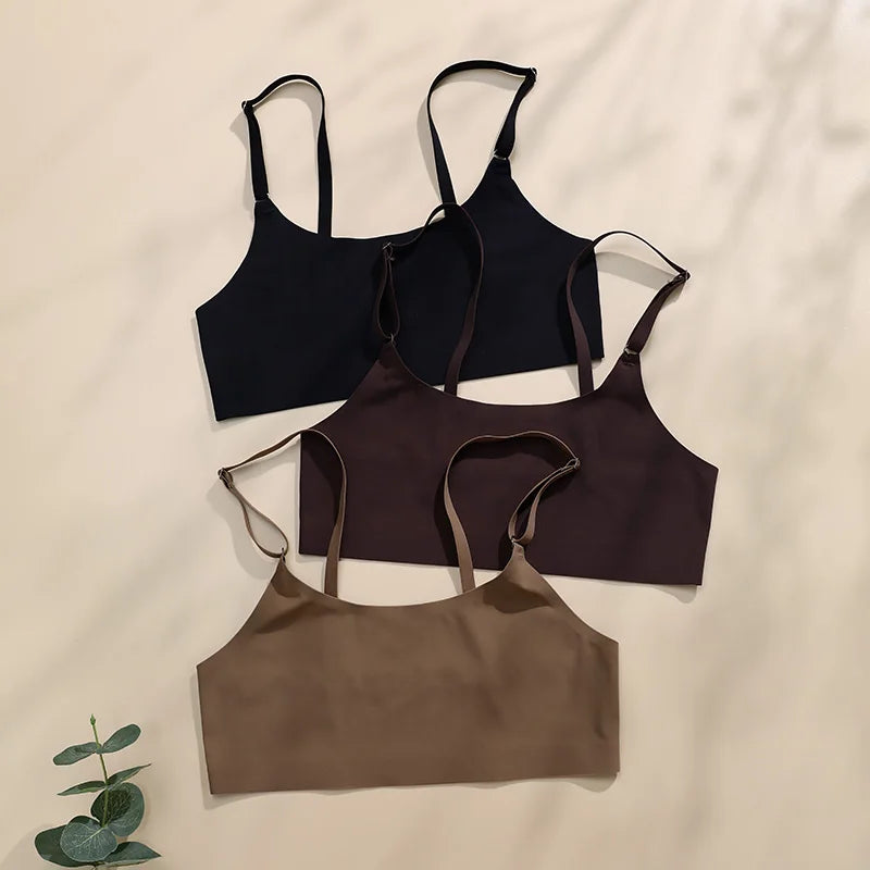 Ensemble glace soie sans couture sans fil soutien-gorge et string pour femmes