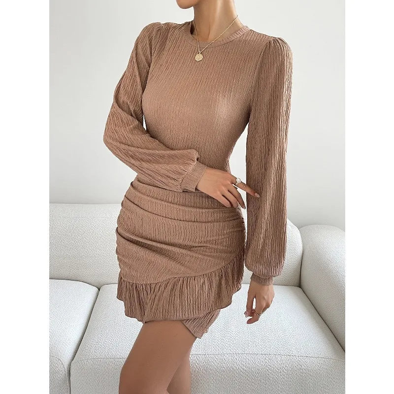 Robe tricotée à manches longues pour femmes