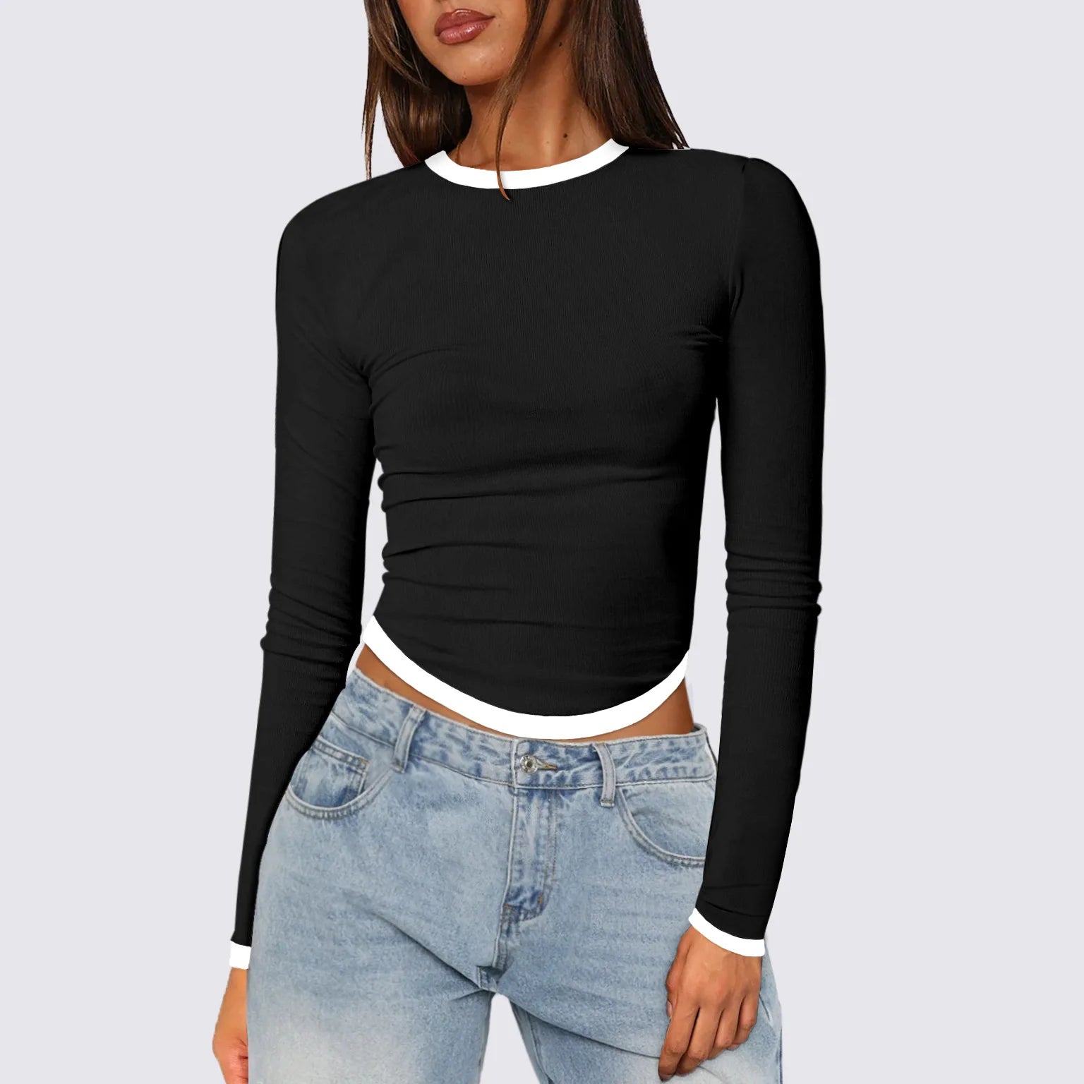 T-shirt à manches longues décontracté pour femmes