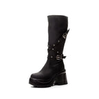 Bottes britanniques en cuir synthétique, pour femmes