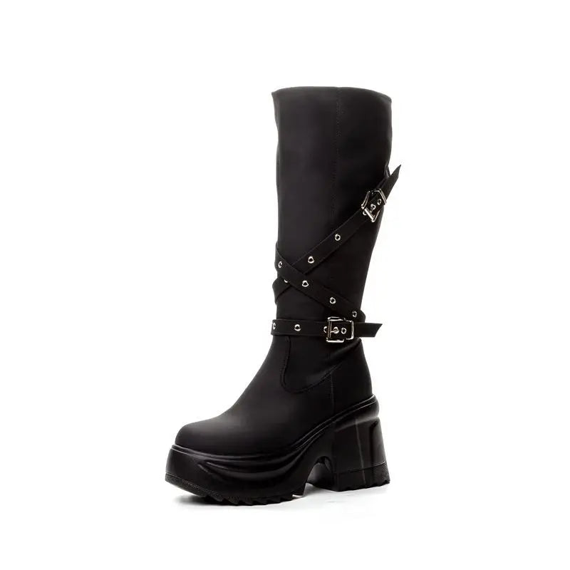 Bottes britanniques en cuir synthétique, pour femmes