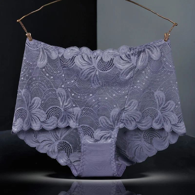 Culotte en dentelle taille haute sans couture pour femmes
