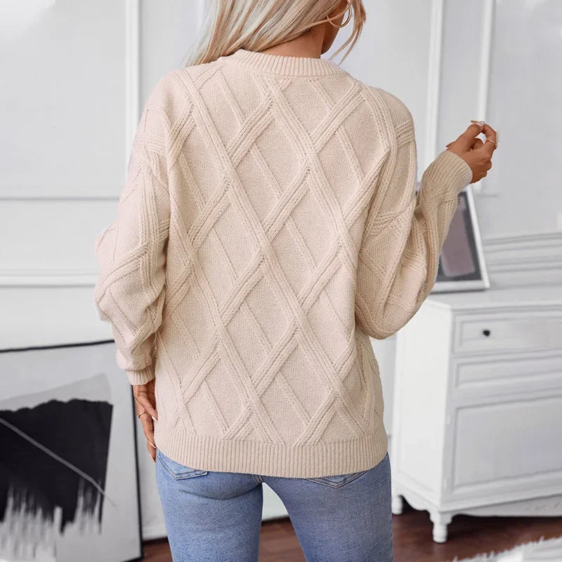 Pull à manches et col rond pour femmes