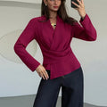 Chemise en soie glacée à manches longues pour femmes