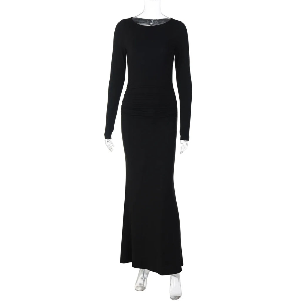 Robe longue à dos nu ajouré pour femmes