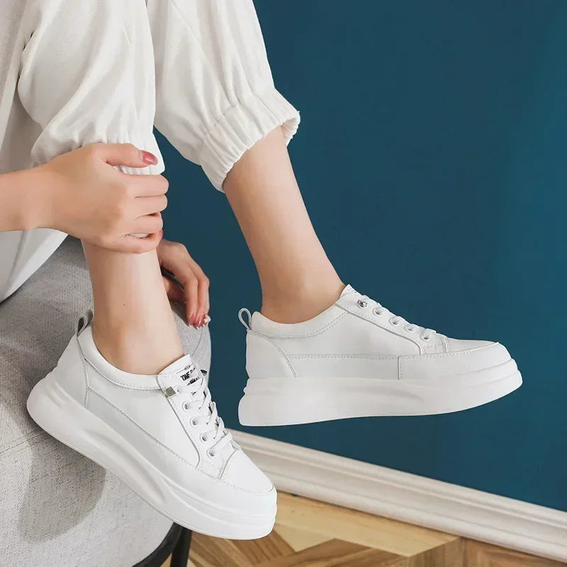Baskets en cuir véritable respirante pour femmes