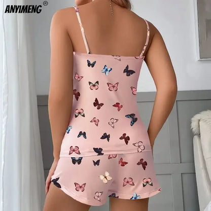 Ensemble Pyjama Femme – Imprimé Papillons Roses