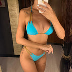 Maillot de bain deux pièces en métal pour femmes
