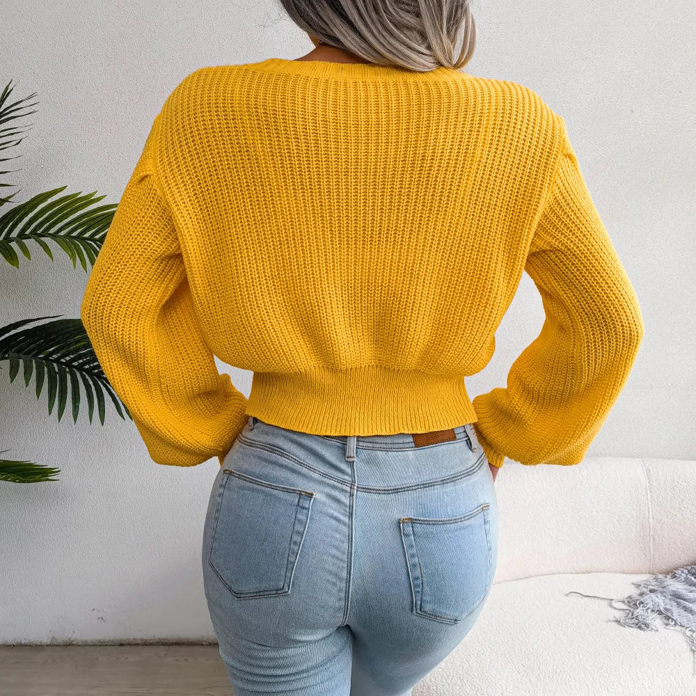 Pull Court Femme – Maille et Manches Lanterne