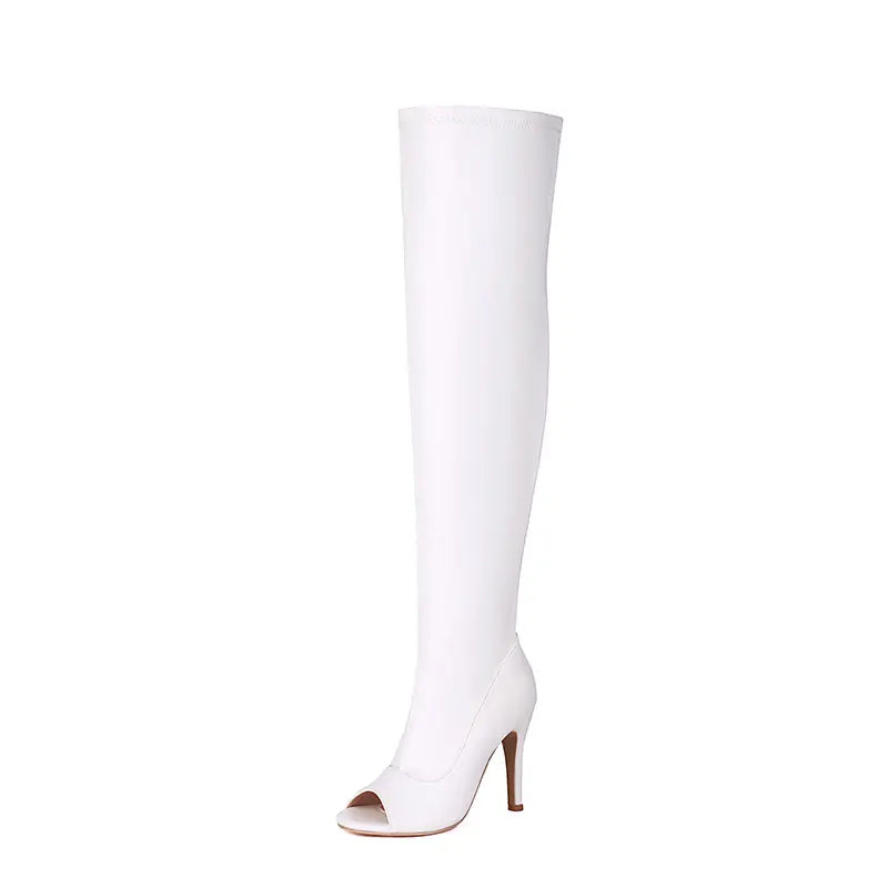 Bottes hautes Sexy à bout ouvert pour femmes