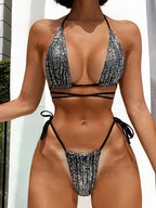 Maillot de bain deux pièces brillant pour femmes