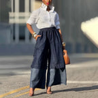 Pantalon en jean à jambes larges ample pour femmes