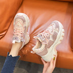Baskets en maille daim en cuir véritable pour femmes