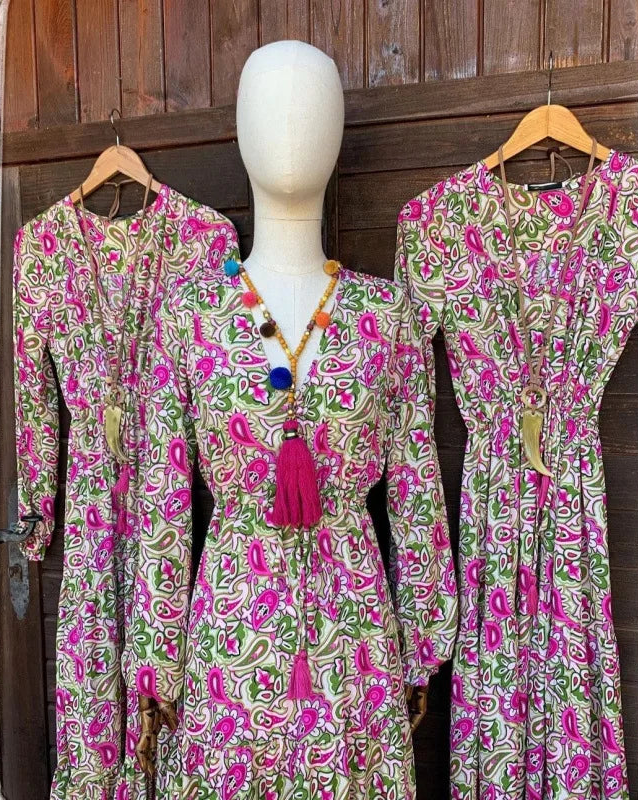 Robe longue bohème à imprimé floral et col en V pour femmes