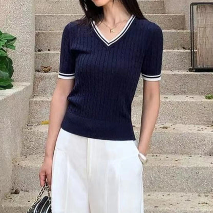Pull Court Femme – Maille Torsadée Style Preppy