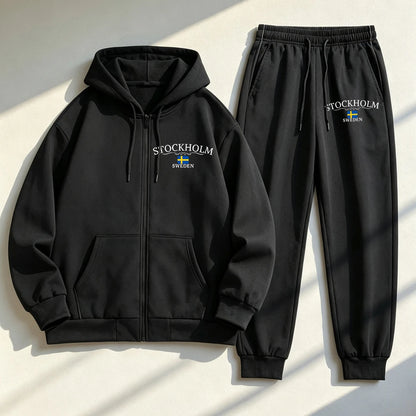 Ensemble 2 Pièces Femme – Sweats Zippés Imprimé Stockholm