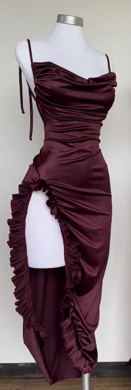 Robe longue plissée à lacets pour femmes