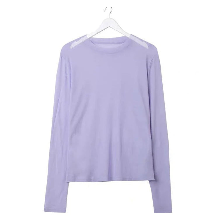 T-shirt à manches longues en maille transparente pour femmes