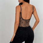 Body transparent coupe slim et décolleté en V pour femmes