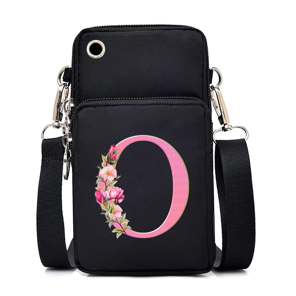 Sac à bandoulière série lettres Sakura rose pour téléphone portable pour femmes