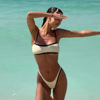 Maillot de bain deux pièces noir et blanc pour femmes