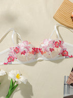 Ensemble de lingerie vintage brodée florale pour femmes