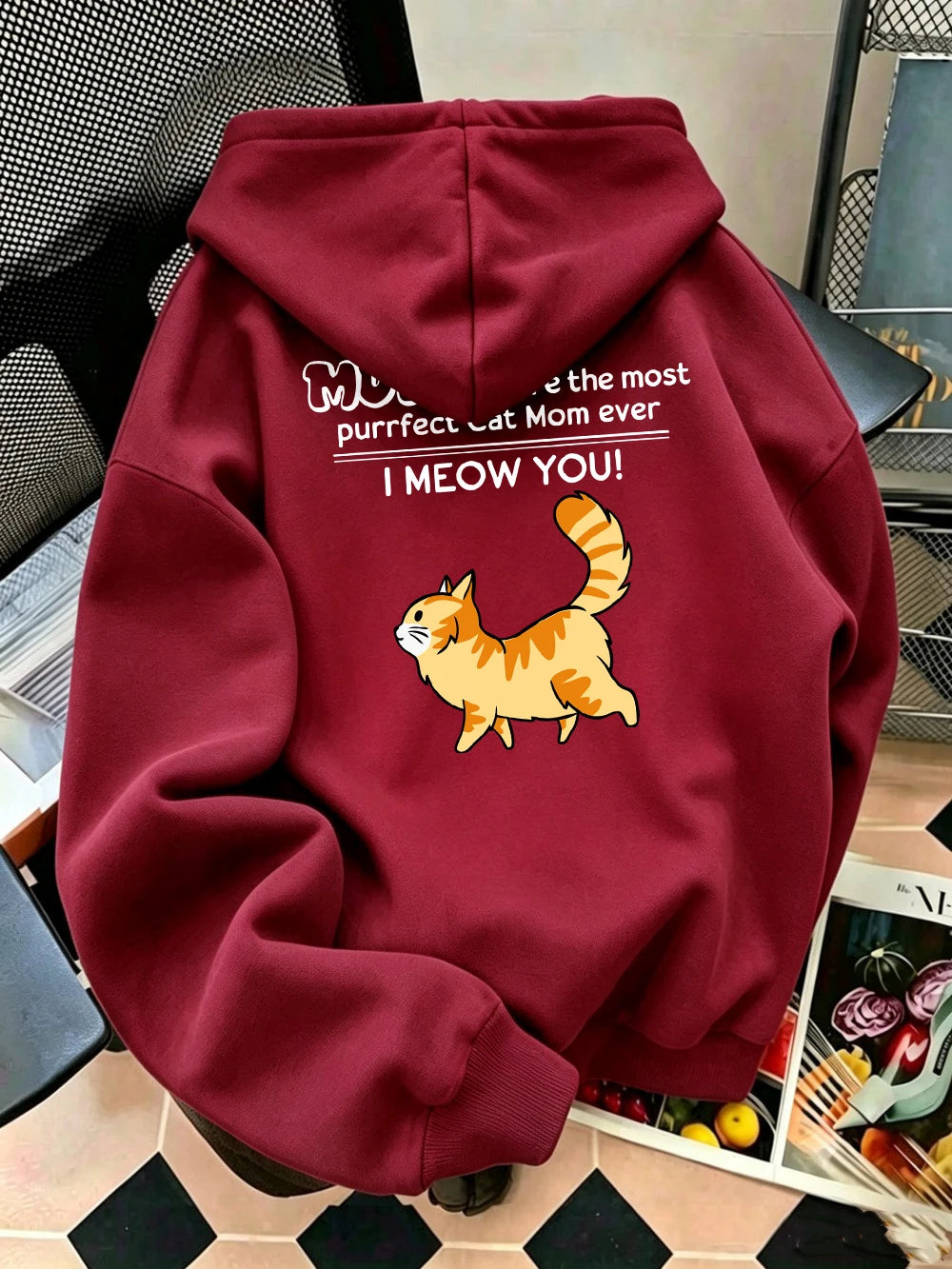 Sweat-shirts à capuche imprimés « Funny Cat Mom I Meow You » pour femmes