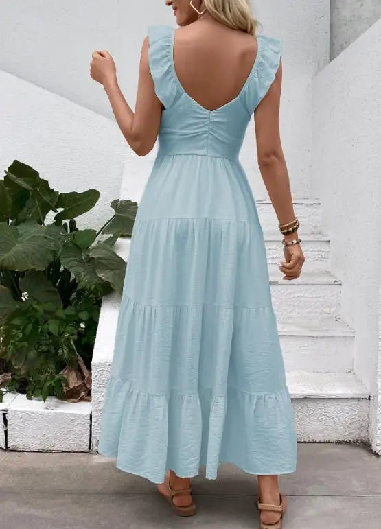 Robes sans manches et col en V pour femmes