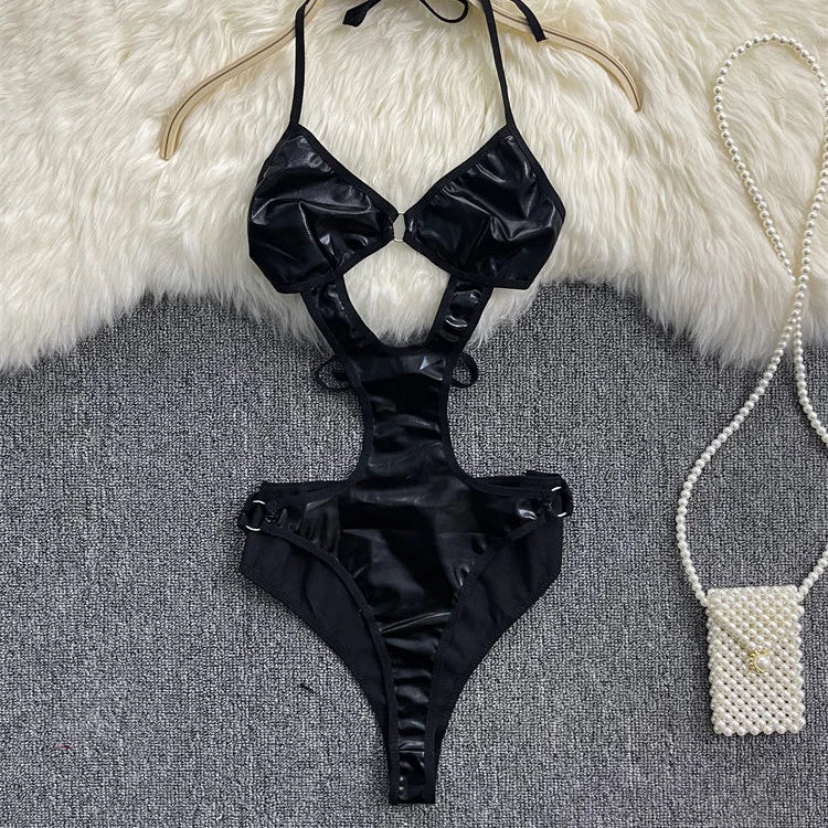 Body à dos nu en cuir PU pour femmes