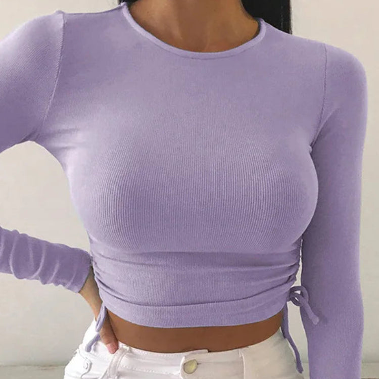 T-Shirt à manches longues et col rond pour femmes