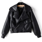 Veste courte en similicuir PU pour femmes