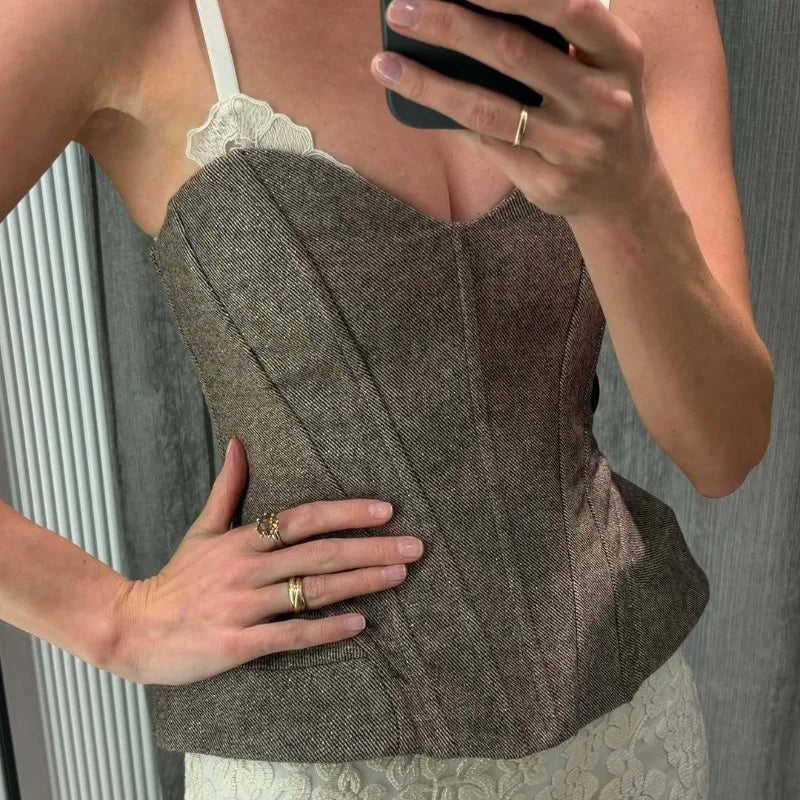 Débardeur corset à fines bretelles pour femmes