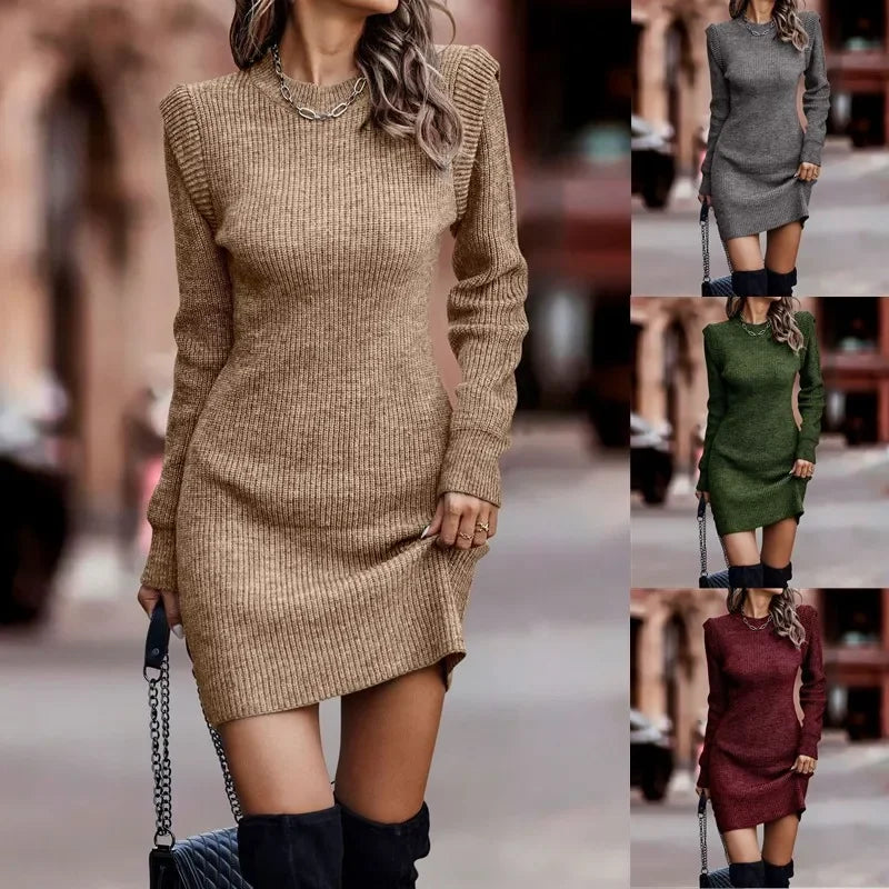 Robe à col rond et manches longues pour femmes